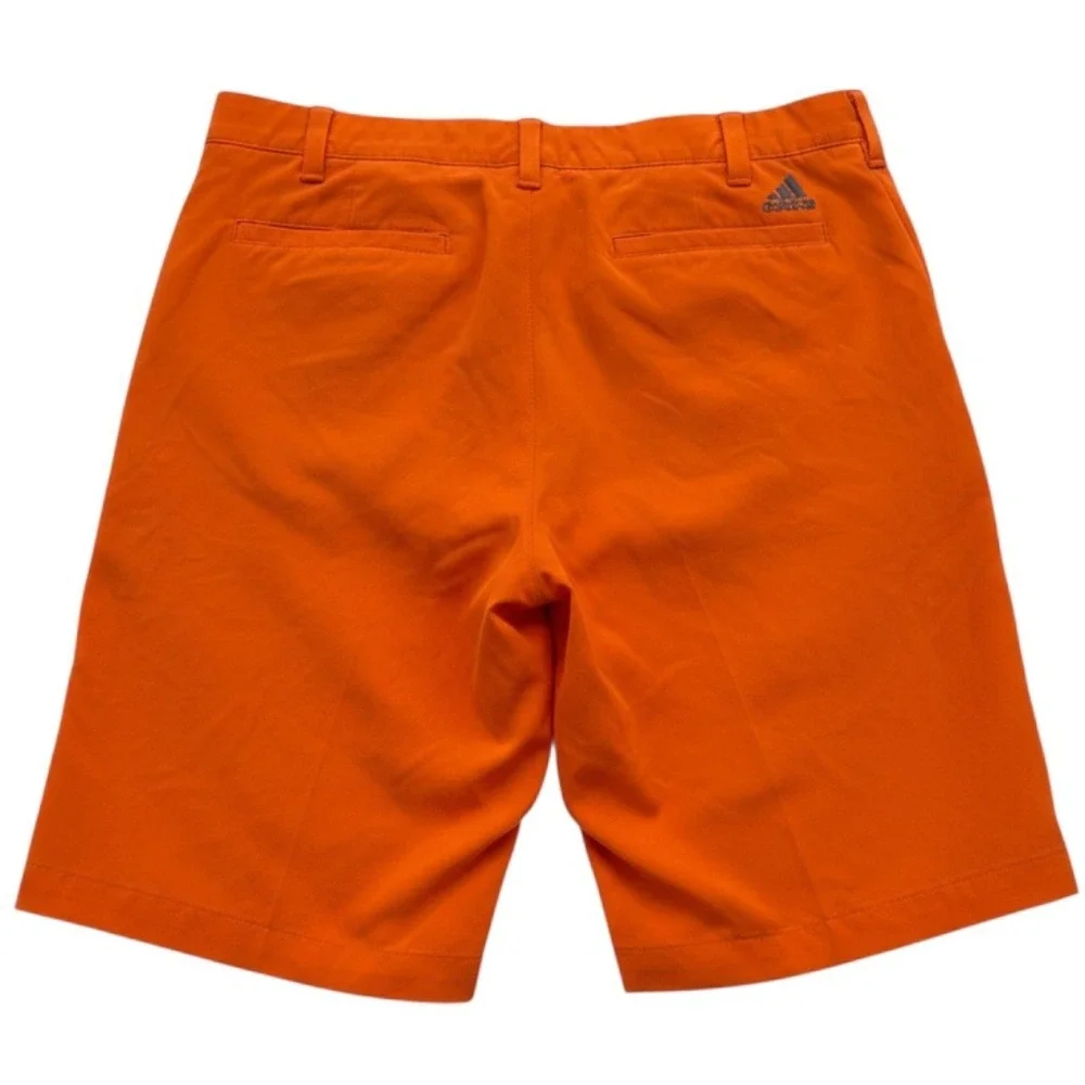 Adidas Mens Golf Shorts Orange Stretch Performance Flat Front 10
